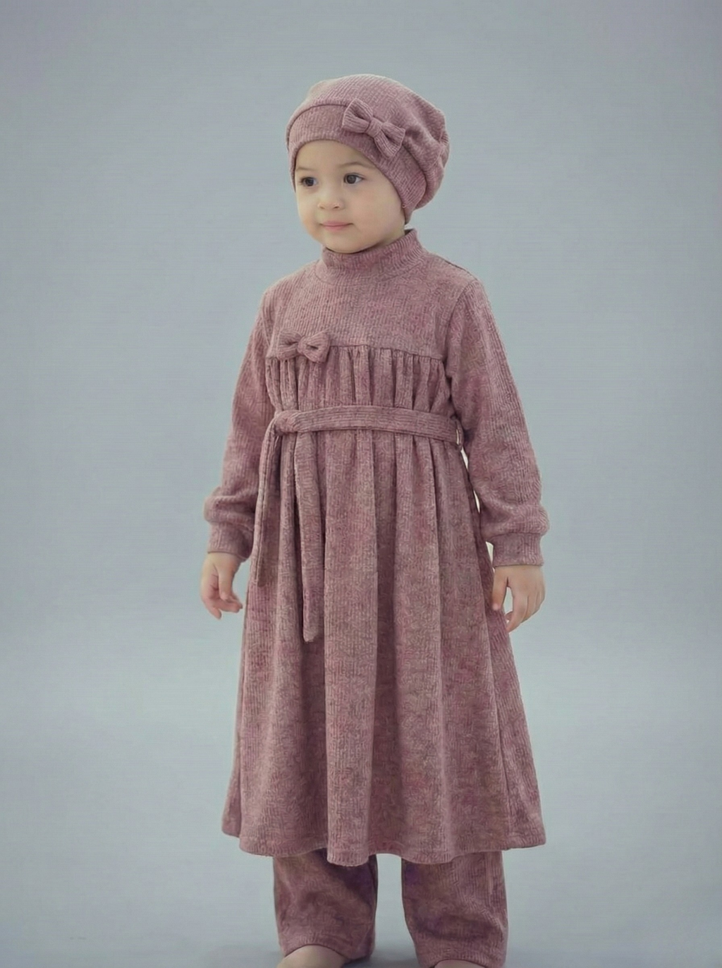 عباية لينا  من قطعتين   للأطفال مع قبعة