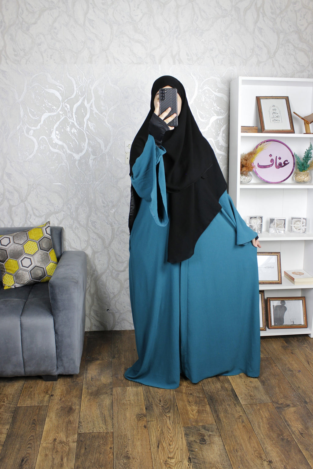 عباية الهام - ثوب كريب مكرش