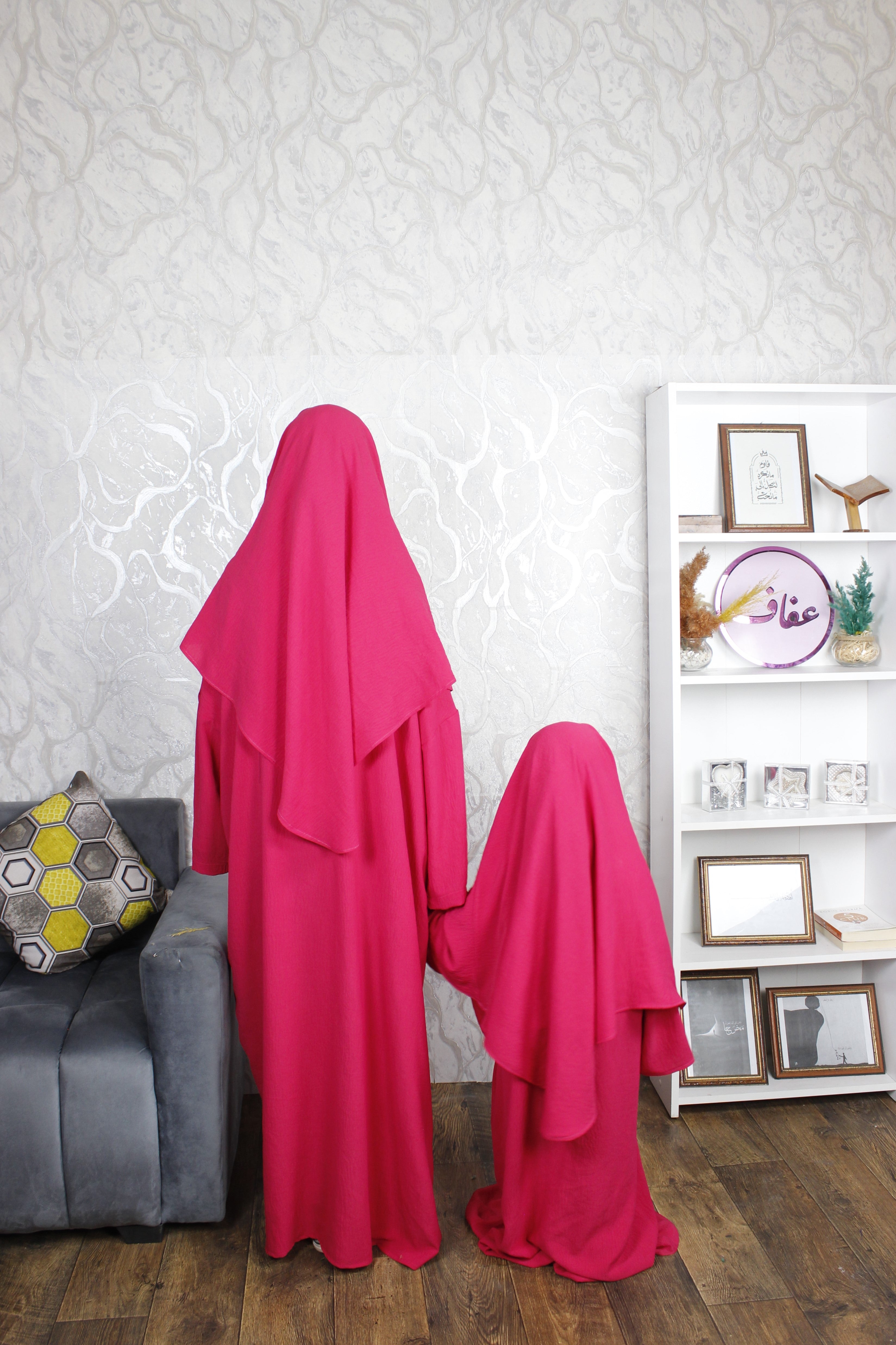 عباية مع خمار للأطفال والصغار-تصميم اقبال-ثوب كريب مكرش