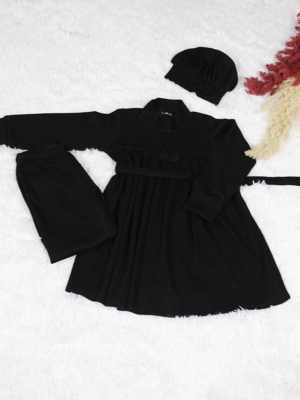 عباية لينا  من قطعتين   للأطفال مع قبعة