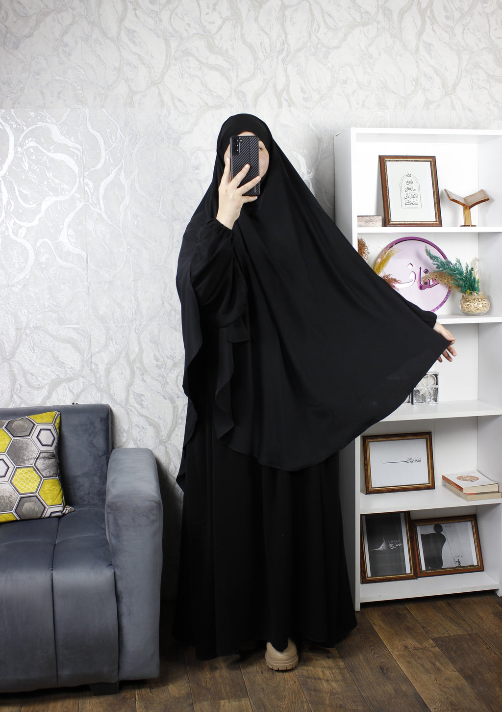 خمار طويل - ثوب كريب ممتاز