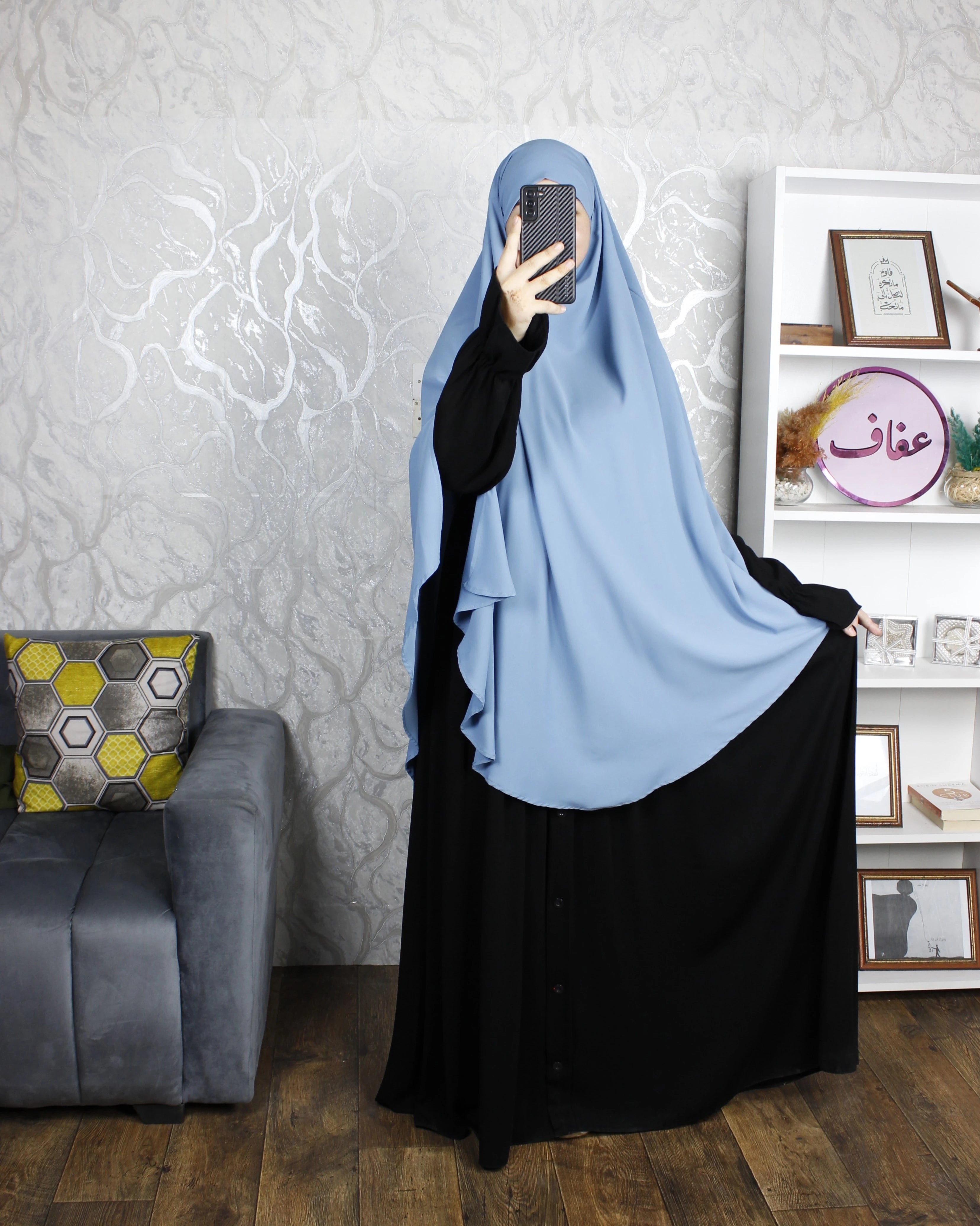 خمار طويل - ثوب كريب ممتاز