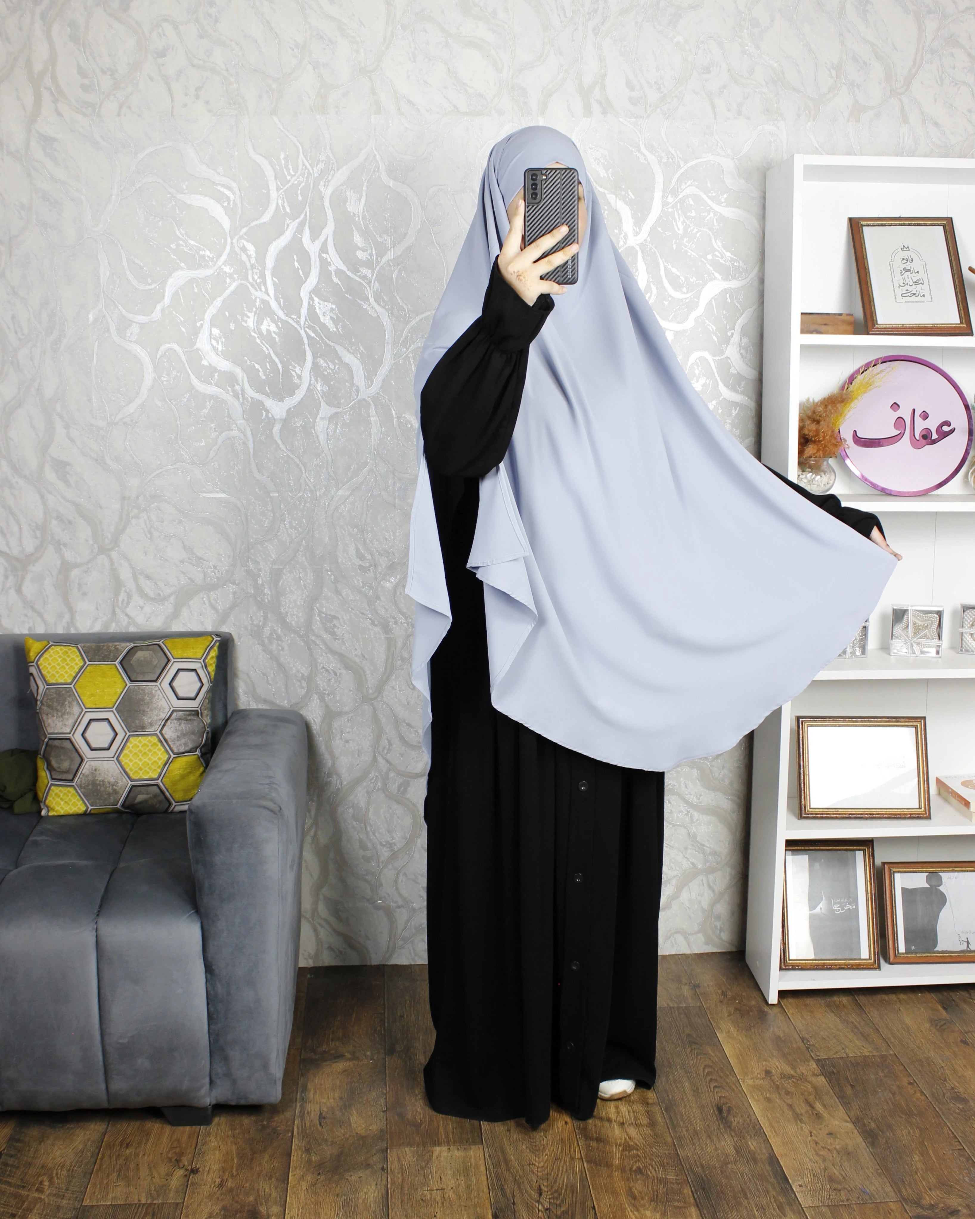 خمار طويل - ثوب كريب ممتاز