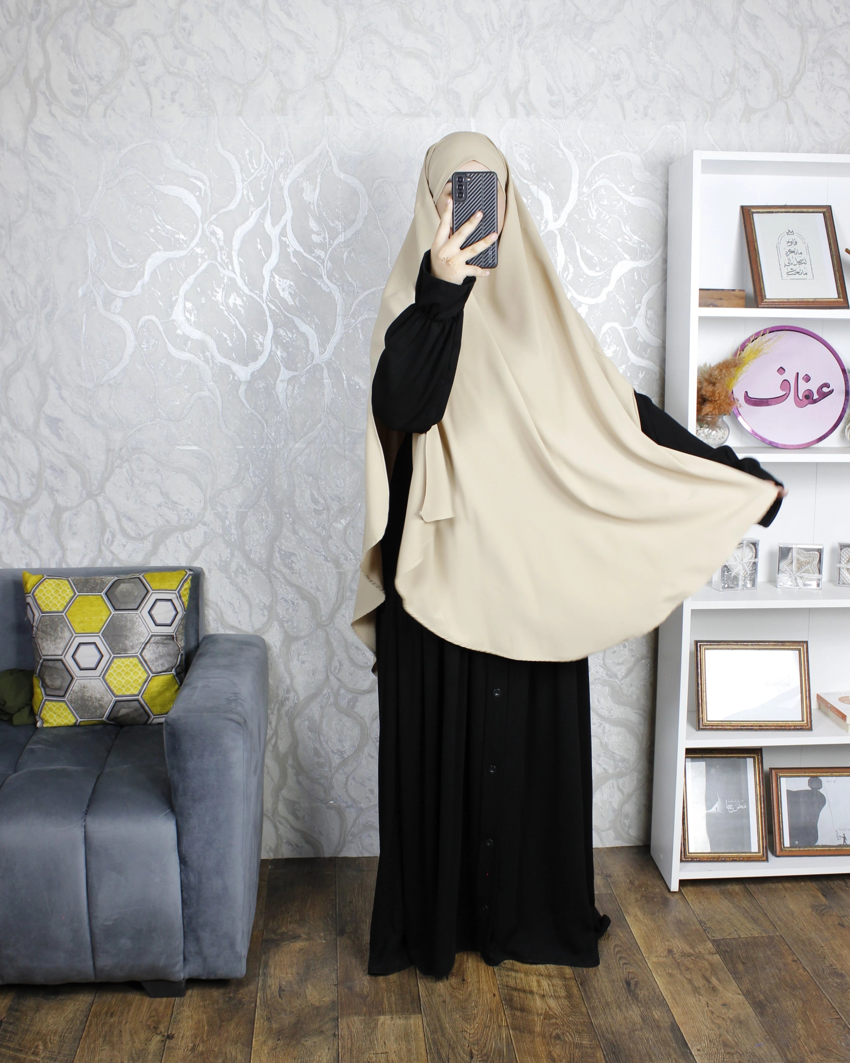 خمار طويل - ثوب كريب ممتاز