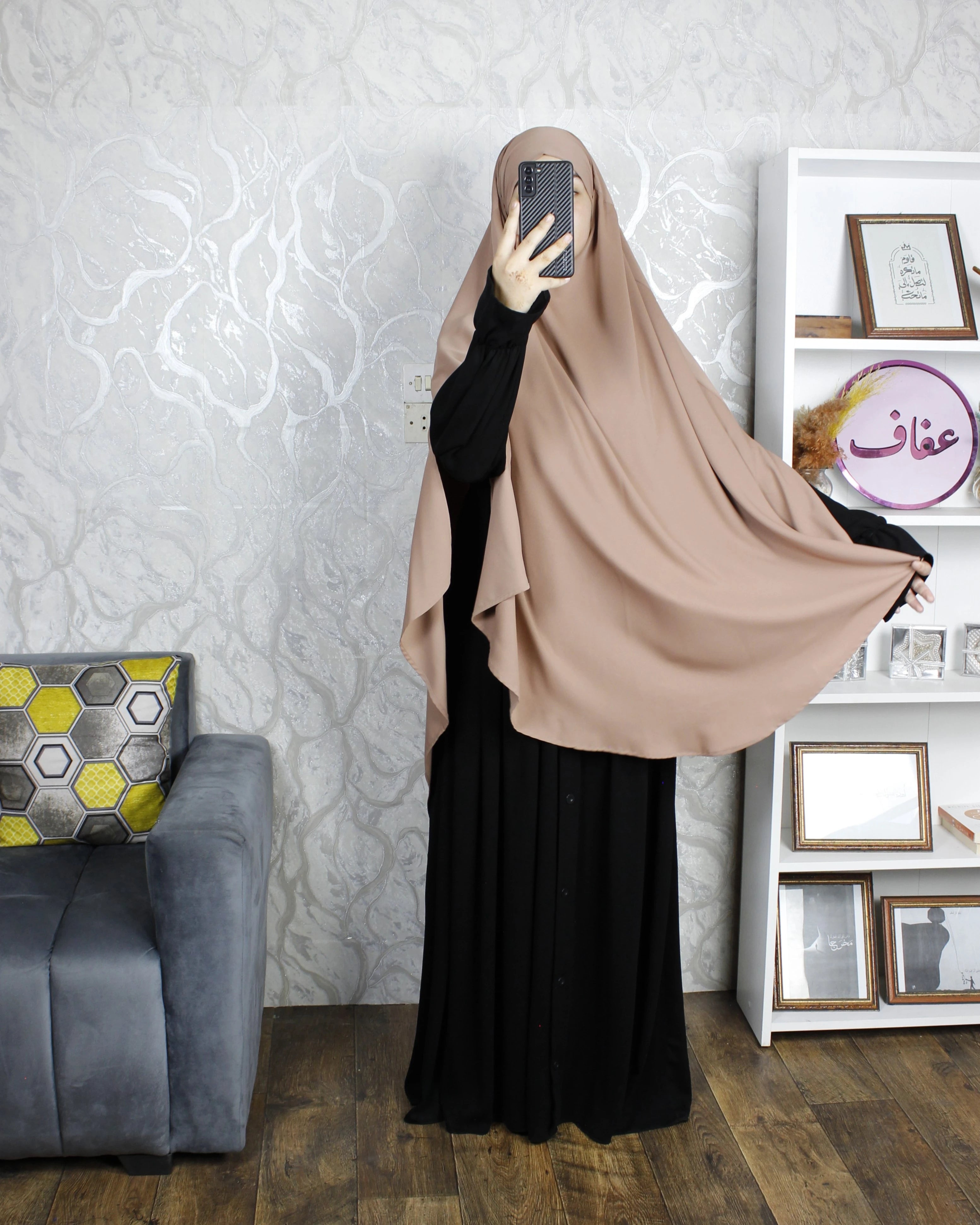 خمار طويل - ثوب كريب ممتاز