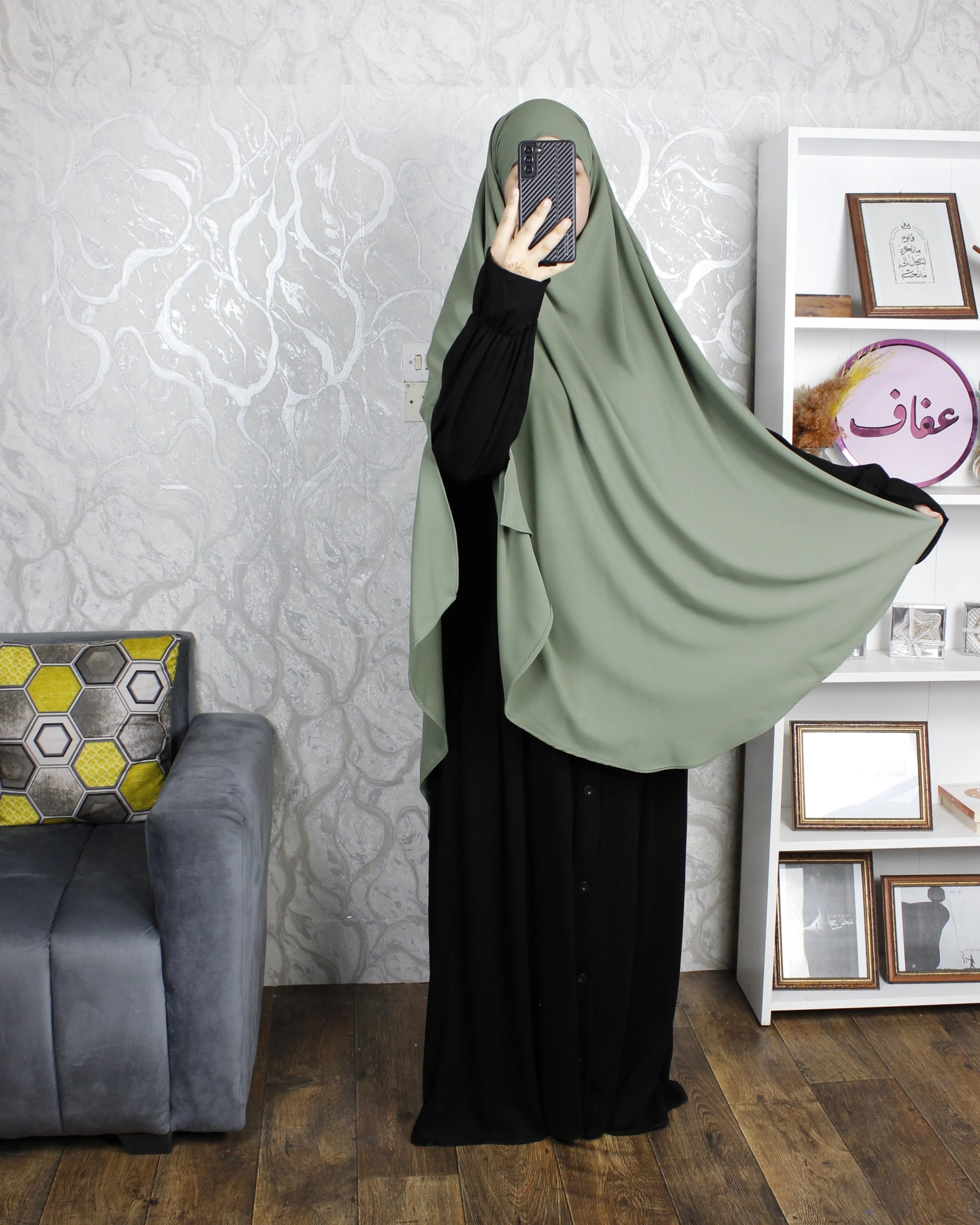 خمار طويل - ثوب كريب ممتاز