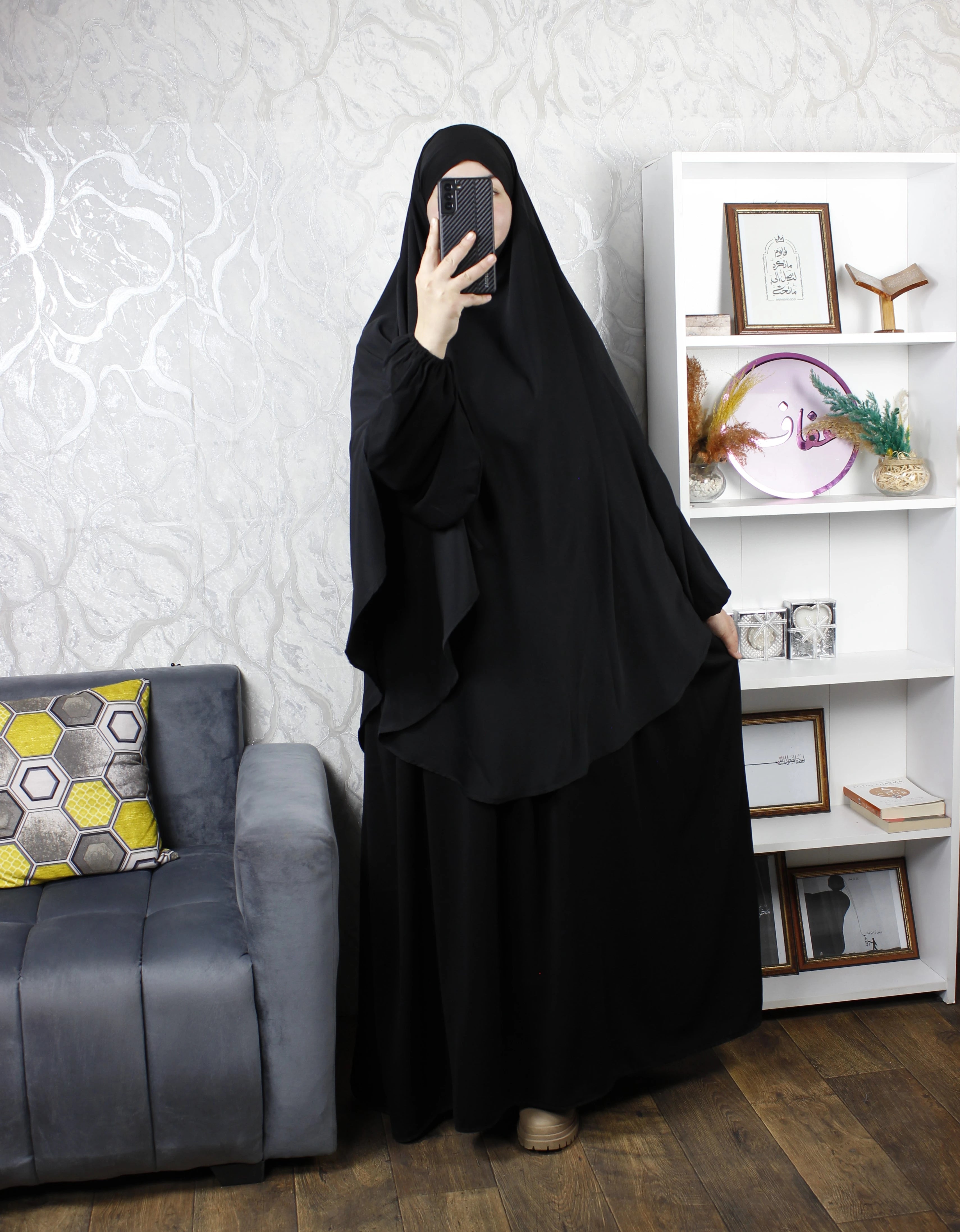 خمار طويل - ثوب كريب ممتاز