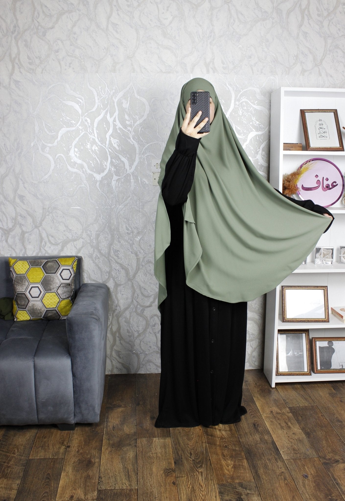 خمار طويل - ثوب كريب ممتاز - AFAF