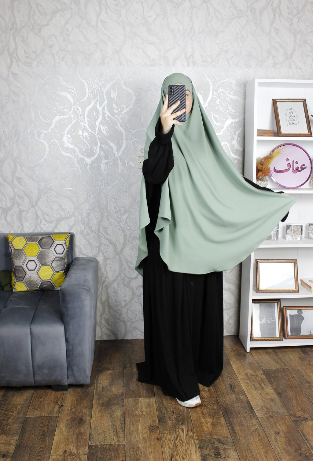 خمار طويل - ثوب كريب ممتاز - AFAF