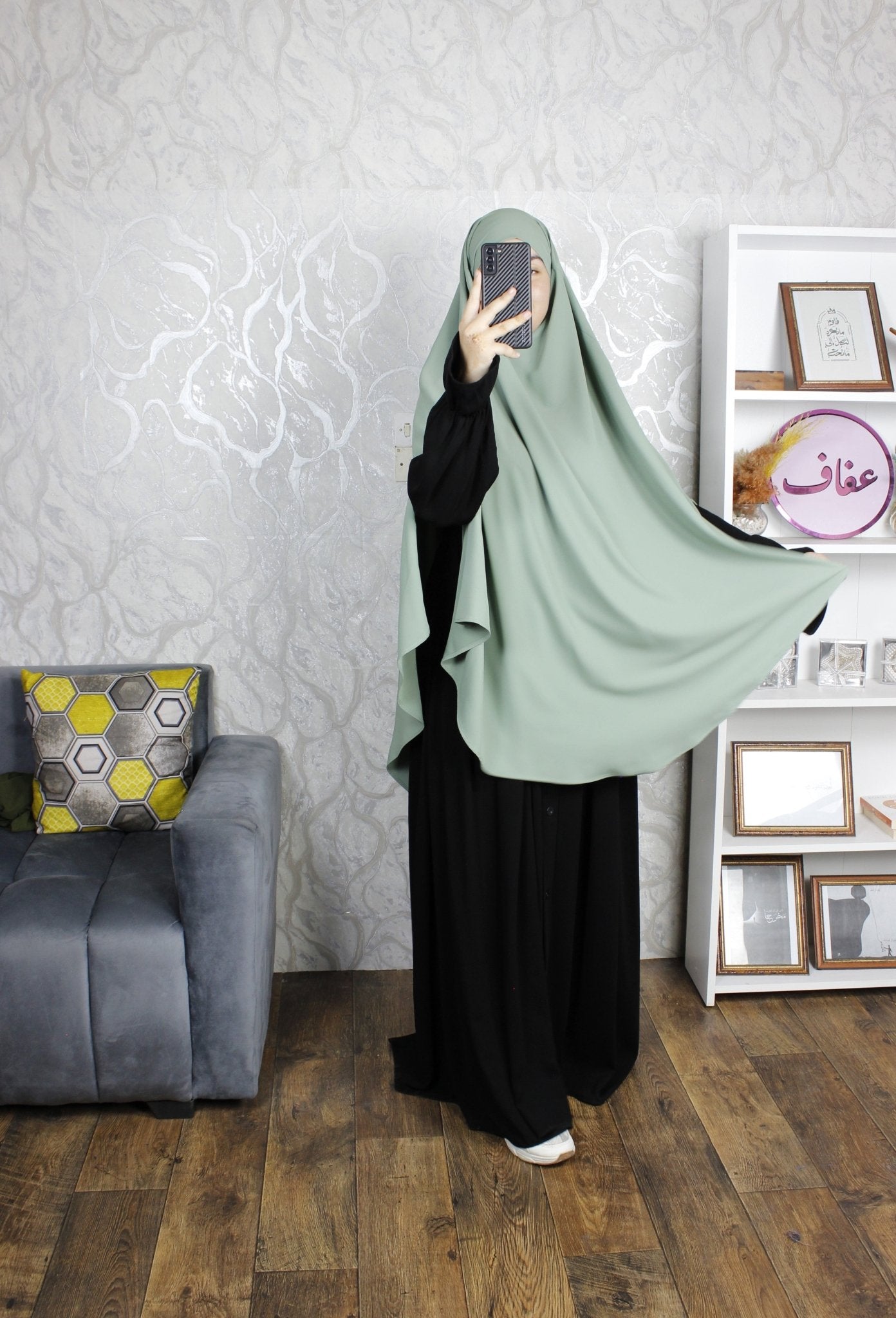 خمار طويل - ثوب كريب ممتاز - AFAF